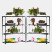 Boxed 4-Tier Steel Shelving Unit x2 – Green (107 x 90 x 30cm) (LOC: RS1.7-SC644)