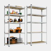 Boxed 5-Tier Galvanised Steel Shelving Unit X2 – Silver (180 X 90 X 40cm) (LOC: RS1.6-SC683)
