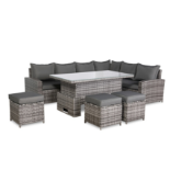 New & Boxed Luxury Henley Right Hand Garden Set with Rising Table. RRP £1499.99. Durable rust-