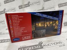 12 x New & Boxed Konstsmide Outdoor Lighting 200 Bulb Outdoor Icicle Set, 5 m White Wire Static –