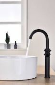 BRAND NEW VURTU Noir Tall Basin Mixer, 1/4 Turn, High/ Low Water Pressure, 240(H) x 240(W), Black,