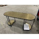 2 X BRAND NEW GOLD TOPPED 2 SHELVED OBLONG COFFEE TABLES (LOC: 46.6-AA5007)
