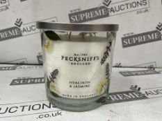 6 X BRAND NEW PECKSNIFFS ENGLAND 550G LUXURY HYACINTH AND JASMINE SCENTED CANDLES RRP £57 EACH (