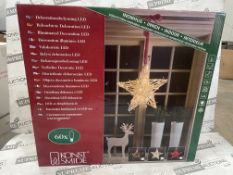 8 X BRAND NEW KONSTSMIDE 60 LED DECORATIVE HANGING CHRISTMAS STARS (LOC: 34.1-AA9054)