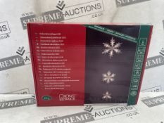 12 X BRAND NEW KONSTSMIDE 15 LED SNOWFLAKE CHRISTMAS LIGHT SETS (LOC: 24.14-AA9082)