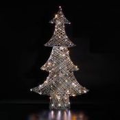 BRAND NEW 100CM COLOUR CHANGEABLE REMOTE CONTROLLED WICKER CHRISTMAS TREE (LOC: 42.2-AA3451)