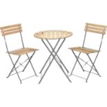 BRAND NEW Alpine Corporation 3-Piece Wood Slat and Metal Bistro Set RRP £219. CLASSIC PATIO
