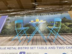 BRAND NEW Alpine Corporation 3-Piece Bistro Set with Folding Table and 2 Chairs, Durable Steel