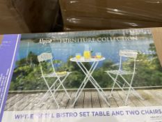 BRAND NEW Alpine MSY100A-WT-EU Metal Folding Bistro Set with Two Chairs - White-MSY100A-WT, White