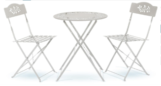 Alpine Corporation Indoor/Outdoor 3-Piece Bistro Set Folding Table and Chairs Patio Seating,