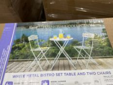 BRAND NEW Alpine MSY100A-WT-EU Metal Folding Bistro Set with Two Chairs - White-MSY100A-WT, White
