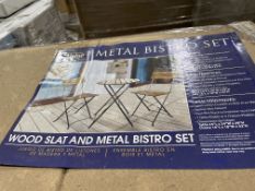 BRAND NEW Alpine Corporation 3-Piece Wood Slat and Metal Bistro Set RRP £219. CLASSIC PATIO