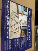 BRAND NEW Alpine Corporation 3-Piece Metal Bistro Set RRP £219. CLASSIC PATIO SEATING SET: Table and