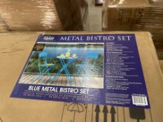 BRAND NEW Alpine Corporation 3-Piece Bistro Set with Folding Table and 2 Chairs, Durable Steel