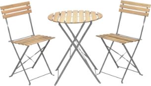 BRAND NEW Alpine Corporation 3-Piece Wood Slat and Metal Bistro Set RRP £219. CLASSIC PATIO