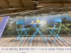 BRAND NEW Alpine Corporation 3-Piece Bistro Set with Folding Table and 2 Chairs, Durable Steel