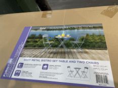 Alpine MSY100A-WT-EU Metal Folding Bistro Set with Two Chairs - White-MSY100A-GR RRP £139. PATIO SET