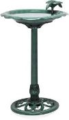 PALLET TO CONTAIN 29 X BRAND NEW ALPINE CORPORATION AGED GREEN PEDESTOOL BIRDBATHS WITH