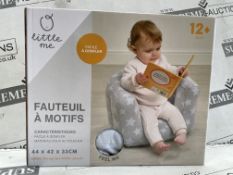 24 X BRAND NEW LITTLE ME FLOCKED INFLATABLE CHILDRENS CHAIRS RRP £19 EACH (LOC: 25.5-AA7960)