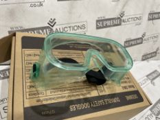 25 x Boxes of Packs of 10, Protective Goggles Adjustable Clear Protective Glasses AntiDust