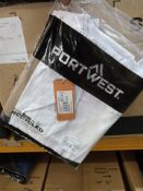 11 X NEW PACKAGED PORTWEST STRETCH COMBAT TROUSERS SIZE 28'' 31 LEG. WHITE (LOC: 5.3-WW37 - 1P)