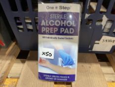 25 X PACKS OF 100 ONE STEP STERILE ALCOHOL PREP PADS (LOC: 31.3-BB654 - 1P)
