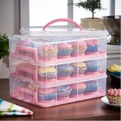 Boxed 36 PCs Cupcake Carrier with Handle - Pink (LOC: SR5(3.4)-VE972 - 1P)