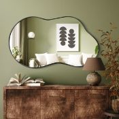 Boxed Irregular Metal Framed Wall Mirror, Asymmetrical Mirrors 91 cm H x 50 cm W Black (LOC: SR6(5.