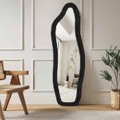 Boxed Aleaya Fabric Half-circle Mirror 160cm H x 50cm W Black (LOC: SR6(5.6)-XL445)