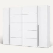Boxed Wardrobe with 2 hinged doors and 2 sliding doors - Matte white - W 270.3 x D 61.2 x H 210