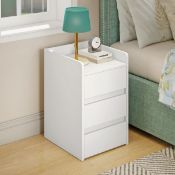 Boxed Set Of 2 Bedside Table With 3 Drawers, Bedside Cabinet White (LOC: SR6(6.6)-XL460)