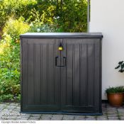 Boxed Garden Gear 115cm W 775L Water Resistant Plastic Lockable Deck Box in Black (LOC: SR6(5.1)-