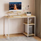 Boxed Metal Base Computer Desk Natural/White (LOC: SR6(6.6)-XL466)