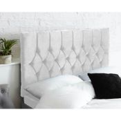 Boxed Linda Upholstered Headboard Double (4'6) Silver (LOC: SR6(6.6)-XL467)