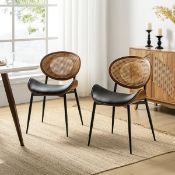 Boxed Ema set of 2 Modern Faux Leather Dining Chairs Black (LOC: SR6(5.1)-XL413)