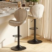 Boxed Bar Stools Set of 2 Modern Swivel Bar Chairs, Barstools Counter Height with High Backrest Easy