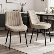 Boxed 47.5cm H Upholstered Metal Upholstered Back Side Chair (Set of 2) Khaki Velvet (LOC: SR6(6.
