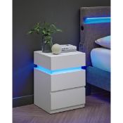 Boxed Casein 40cm W Manufactured Wood Bedside Table Cloud White (LOC: SR6(5.5)-XL441)