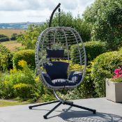 Boxed Wilton Hanging Swing Single Egg Pod Chair Dark Grey (LOC: SR6(5.6)-XL443)