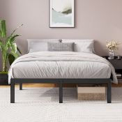 Boxed Barbieri Modern Metal Platform Bed Frame with Heavy Duty Steel Slat Support Double (4'6) (LOC: