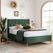 Boxed Benninger Upholstered Bed Green Small Double (4') (LOC: SR6.5BW-XL452)