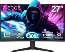 Boxed Z-Edge 27 inch 300Hz Curved Gaming Monitor, 1ms 16:9 FHD 1080P Frameless Curved Monitor.
