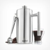 Boxed 12 Cup Stainless Steel Double Cafetiere, Silver (LOC: SR5(2.7)-SK731 - SP)