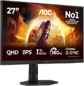 Boxed AOC Q27G4XD 27 inch WQHD Gaming Monitor 180Hz, Fast IPS Panel, 1ms GtG, HDR400 (LOC: SR4L-