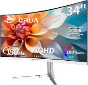 Boxed CRUA 34 Inch Ultrawide WQHD Gaming Monitor 180Hz, 3440x1440 Curved Display (LOC: SR4L-