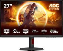 Boxed AOC Q27G4SRU 27 inch WQHD Gaming Monitor 320Hz, Fast IPS Panel, 1ms GtG, HDR400, G-Sync.