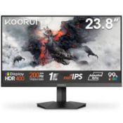 Boxed KOORUI 24 Inch Gaming Monitor, 200Hz, Fast IPS, HDR 400, 1ms, Full-HD 1080P | Adaptive Sync (