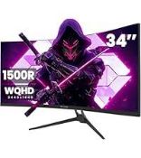 Boxed CRUA Gaming Monitor 34-Inch Curved Ultrawide WQHD Monitor 3440 x 1440 R1500 up to 165Hz.