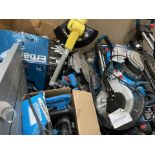 MIXED PALLET FROM MAJOR DIY RETAILER PALLET INCLUDES MACALLISTER LAWNMOWER,MITRE SAW, STRIMMER AND