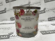 6 X BRAND NEW PECKSNIFFS ENGLAND 550G LUXURY PEONY AND SWEET WILLIAM SCENTED CANDLES RRP £57 EACH (